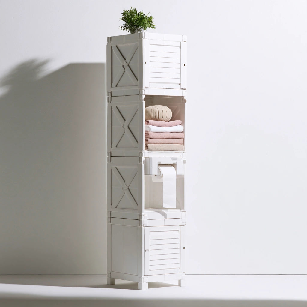 Meuble de rangement aux lignes épurées, coloris blanc