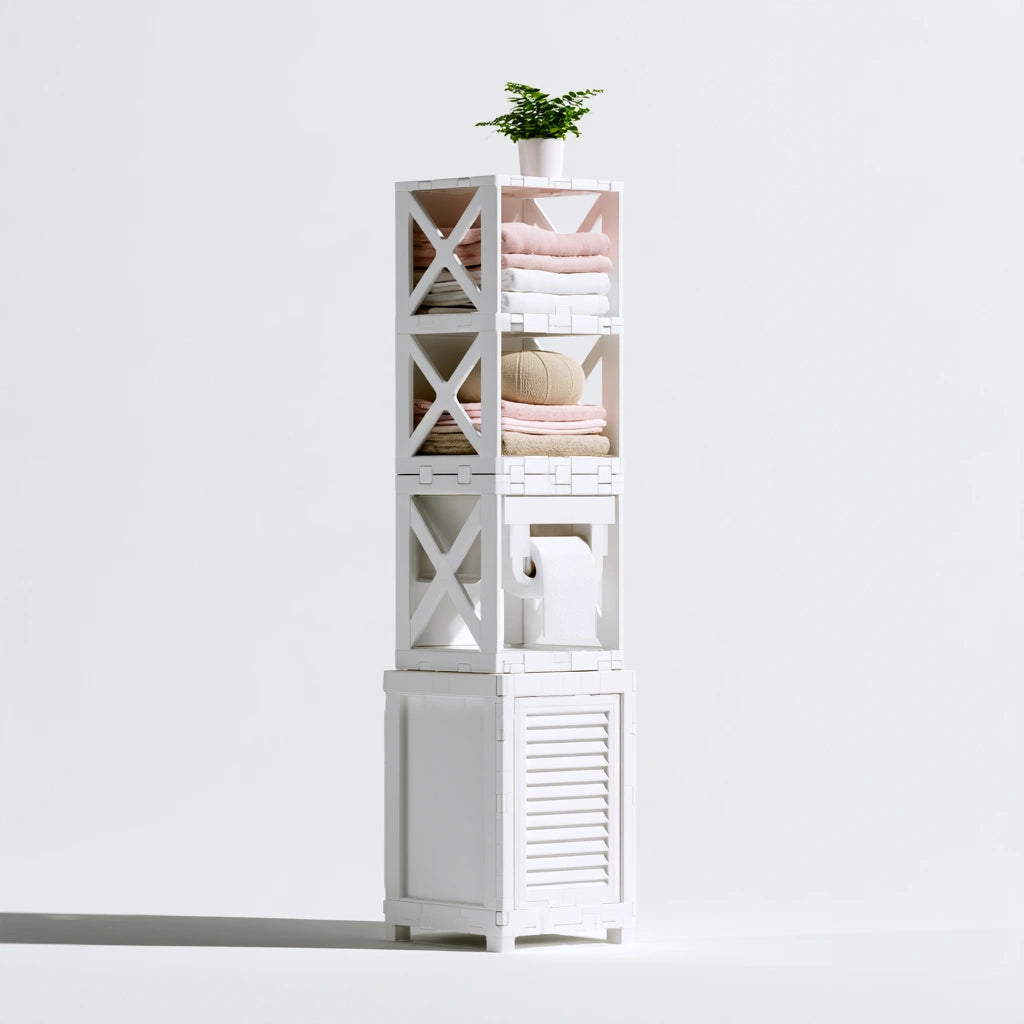 Meuble de rangement aux lignes épurées, coloris blanc