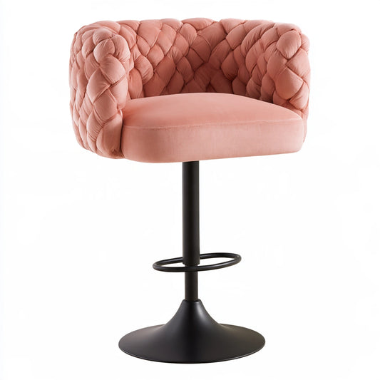 Tabouret de bar en velours, coloris rose