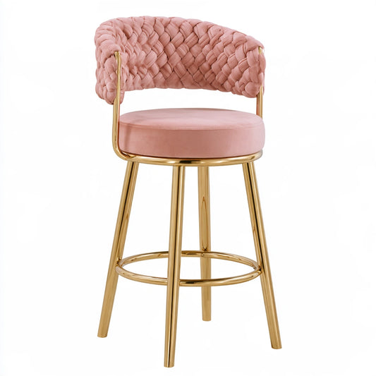 Tabouret de bar en velours, coloris rose