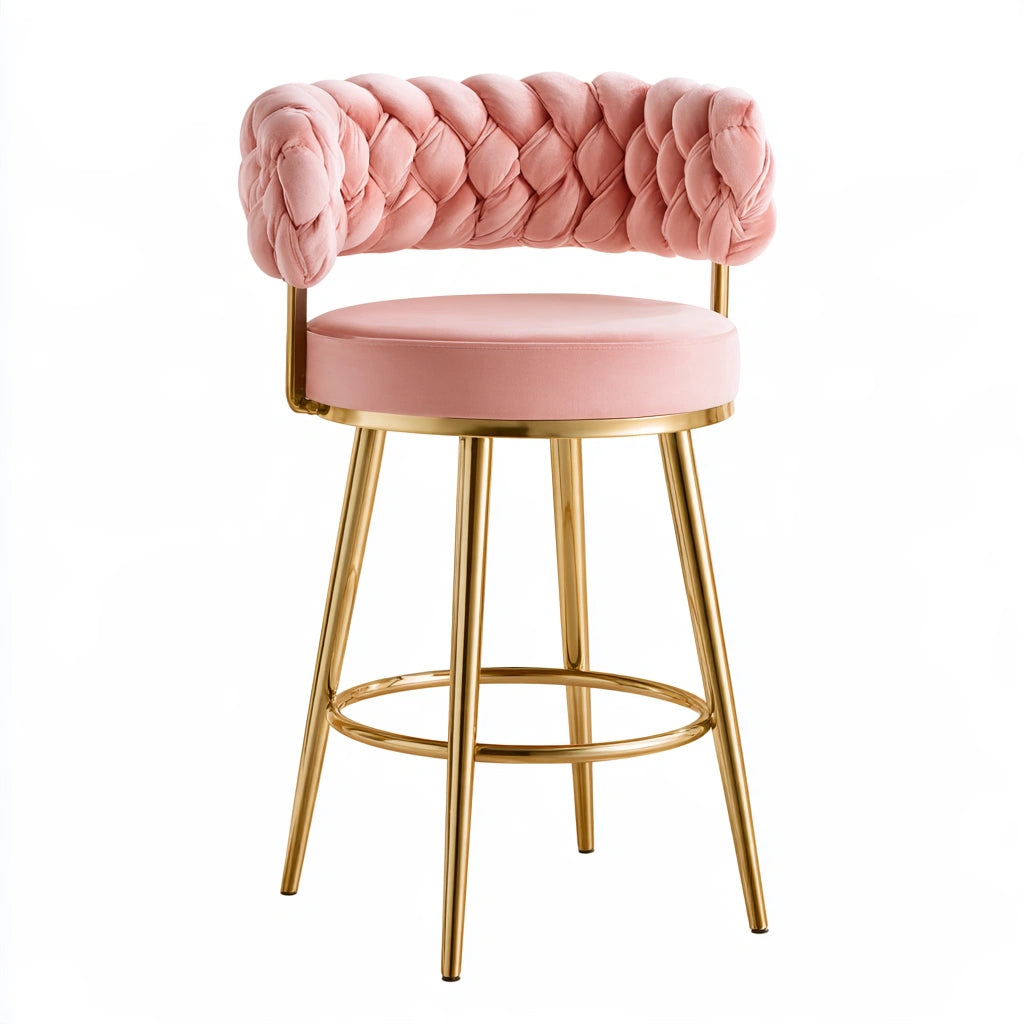 Tabouret de bar en velours, coloris rose