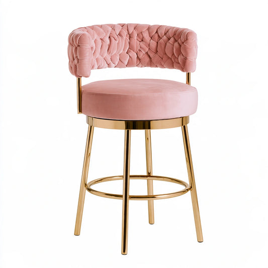 Tabouret de bar en velours, coloris rose