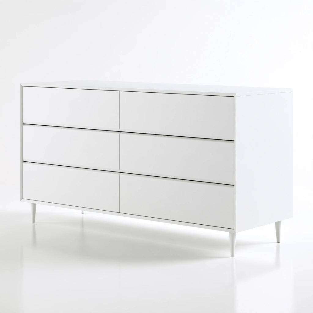Commode verticale aux lignes épurées, coloris blanc