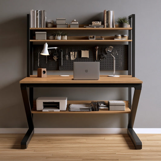 Bureau d'étude en bois, coloris noir