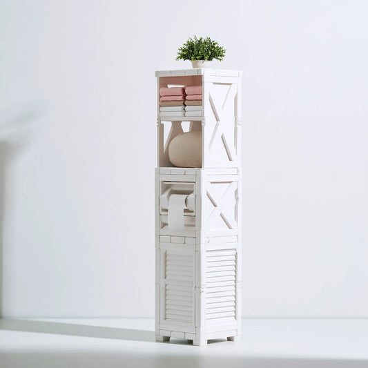 Meuble de rangement aux lignes épurées, coloris blanc